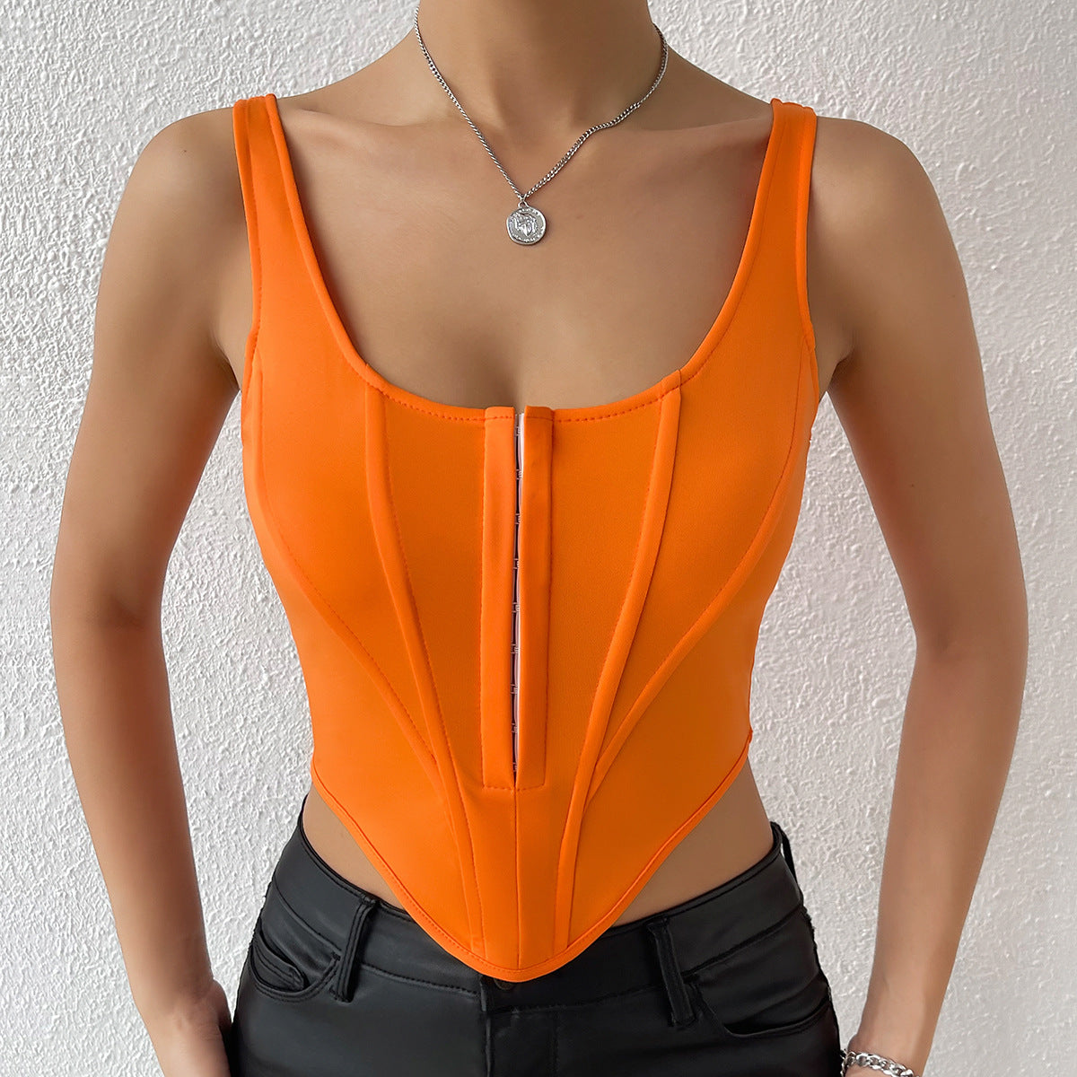 's Street Backless Solid Color Sling Breasted Boning Corset