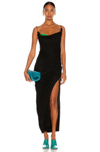 Black Camisole Color-Matching Dress Knitted Bandage Evening Ceremony Winter Wear