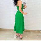 Women's Solid-color Cutout Sling Dress