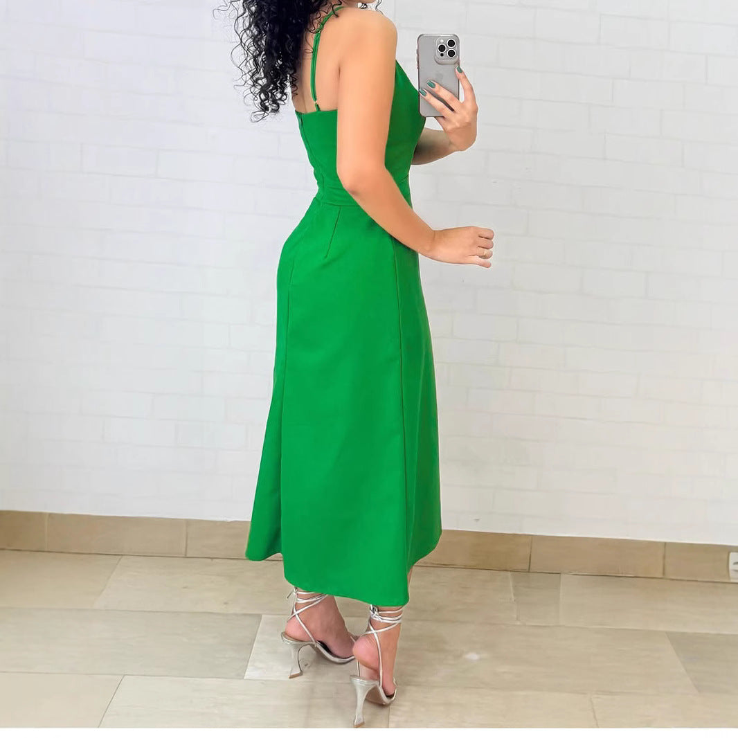 Women's Solid-color Cutout Sling Dress