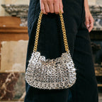 Women's Gold & Silver Chain Woven Underarm Bag