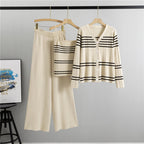 Elegant Three Piece Set WL Pants Contrast Color Striped