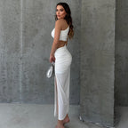 Women's Halter Cutout Asymmetric Split Dress