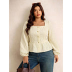 Women's Plus Size Square-Neck Ruffle Blouse