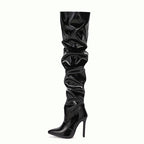 Women's Patent Leather Pointed Stiletto Boots