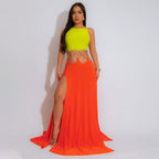 Women's Backless Cutout High Slit Maxi Dress