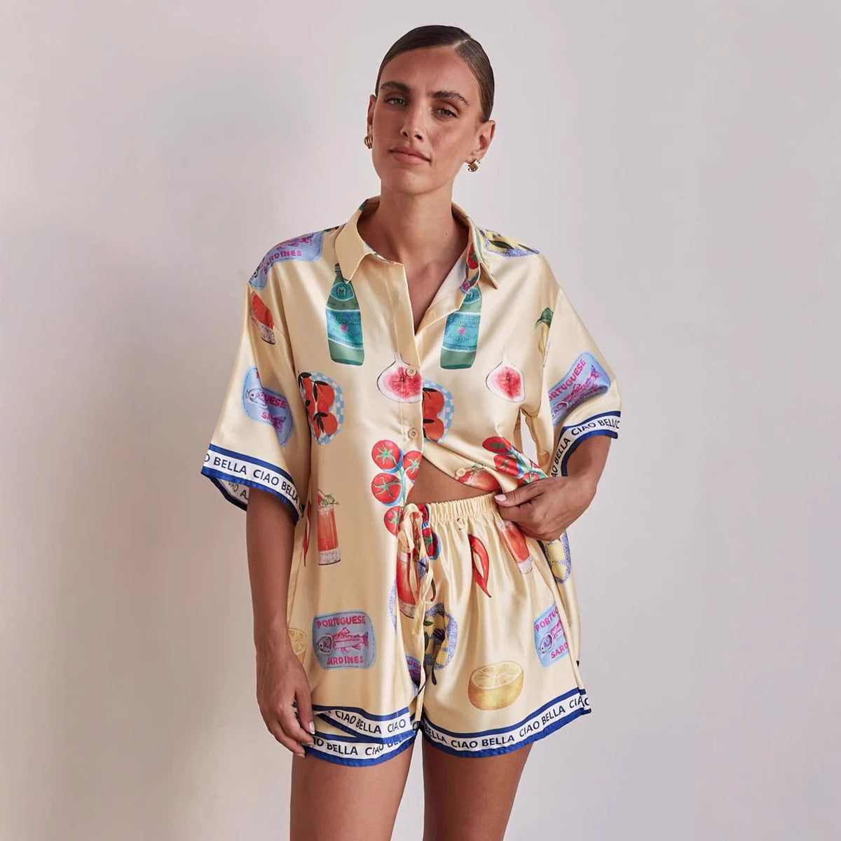 Women's Homewear Cartoon Collared Cardigan Short Coat