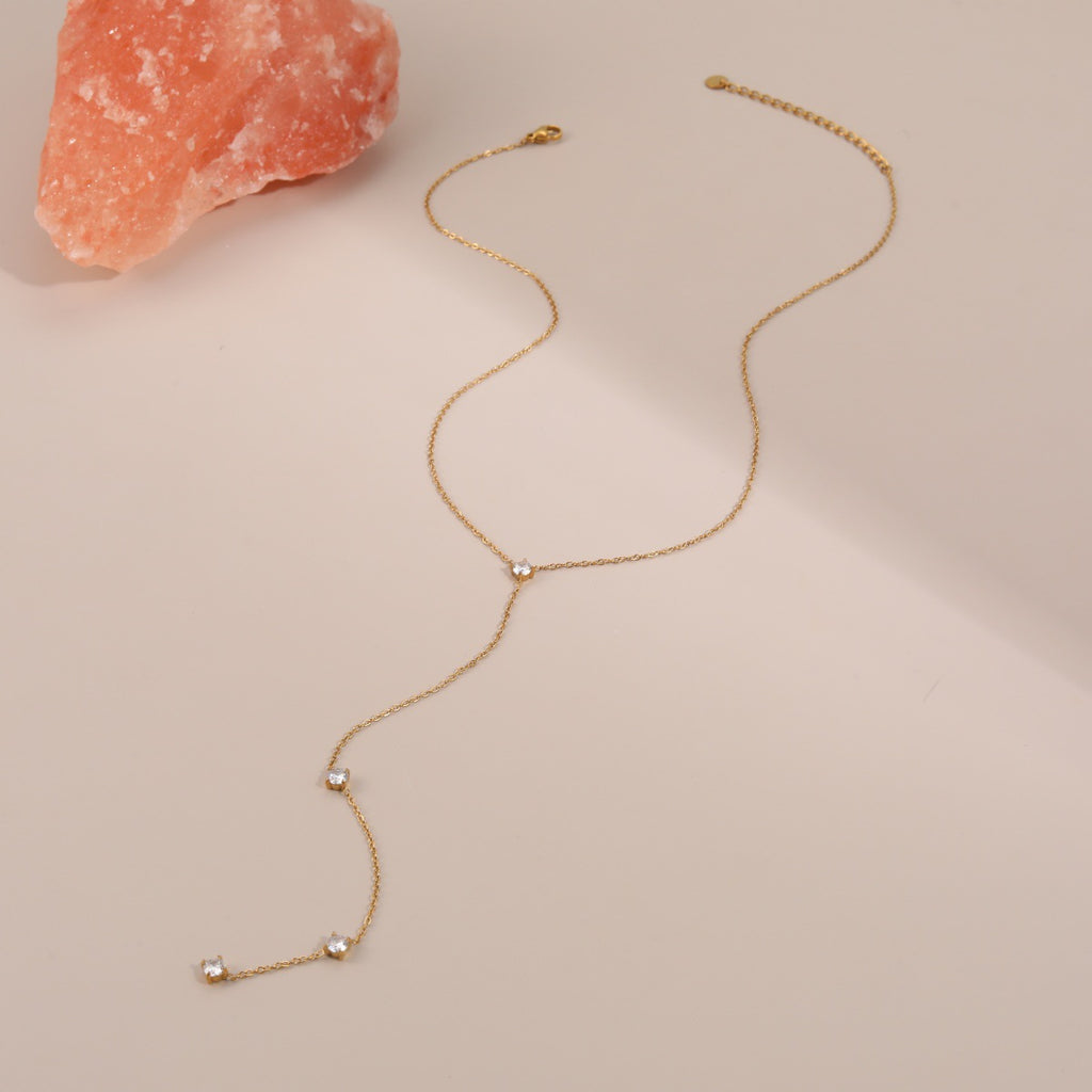 Zircon Tassel Y Necklace