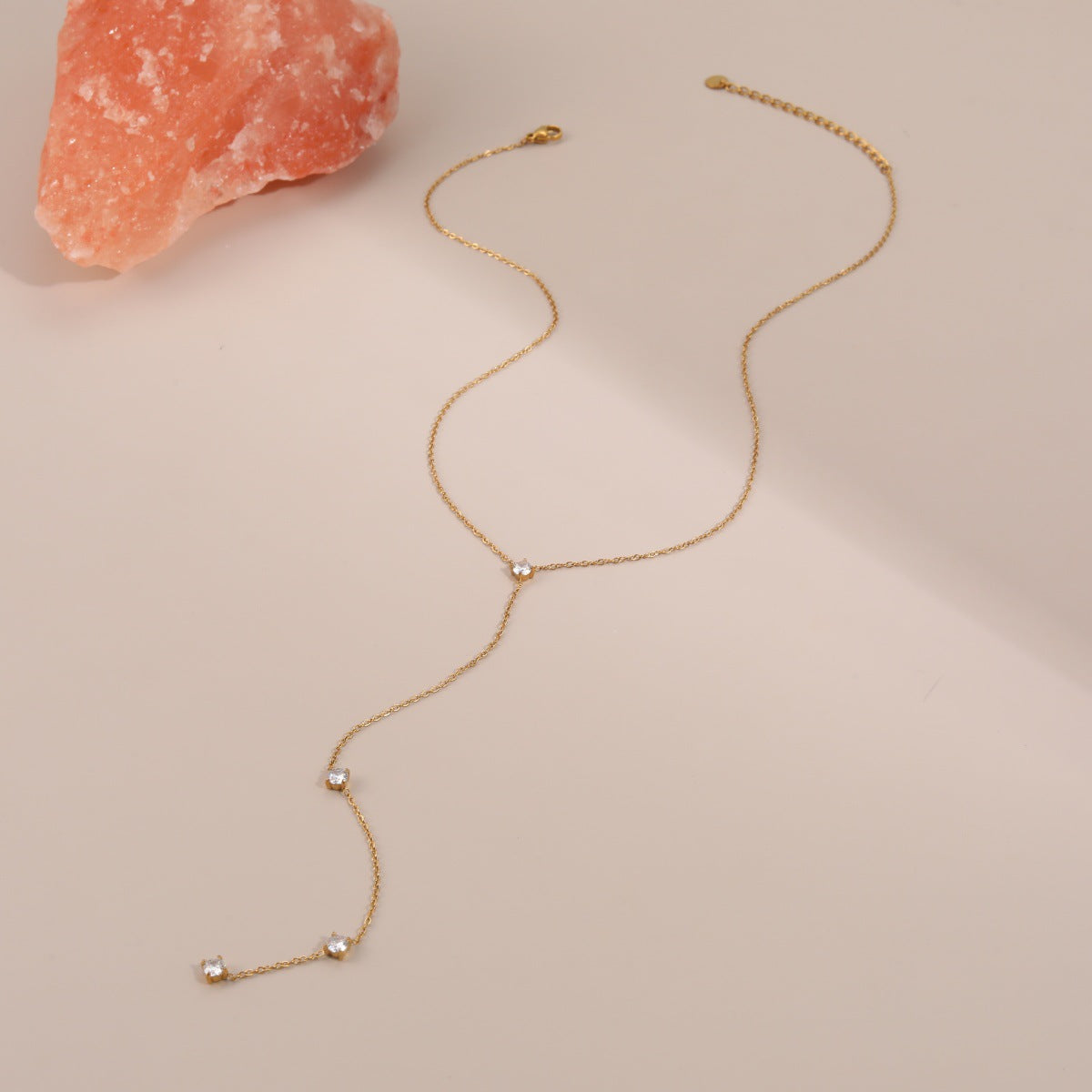 Zircon Tassel Y Necklace
