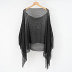 Summer Hollow Out Cutout Tassel Solid Color Blouse Shawl Tassel Scarf