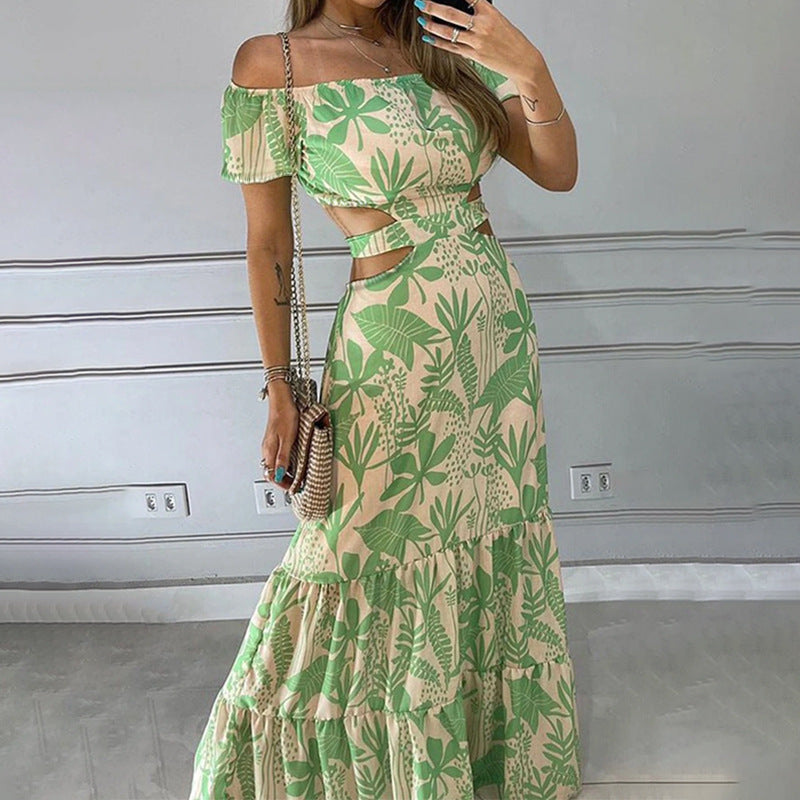 Off-Shoulder Ruffle Cutout Summer Dress