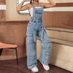 Women's High-Waist Denim Dungarees