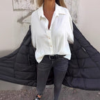 Minimalist Long Sleeve All Match Loose White Button Shirt