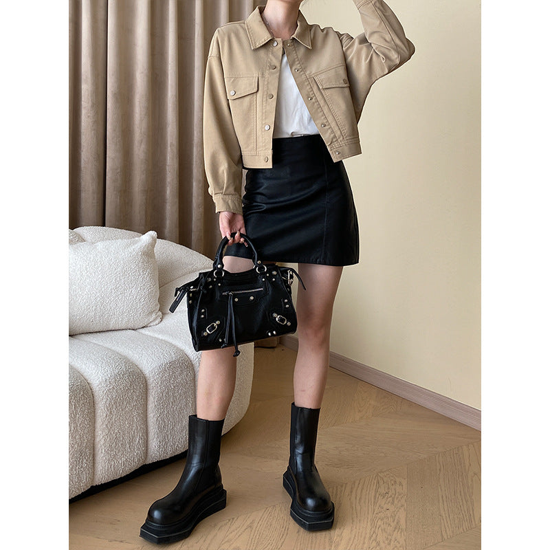 High-Waist A-Line Mini Skirt