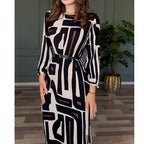 Women's Spring Summer High Sense Geometric Abstract Pattern Printing Elegant Graceful Women Dress
