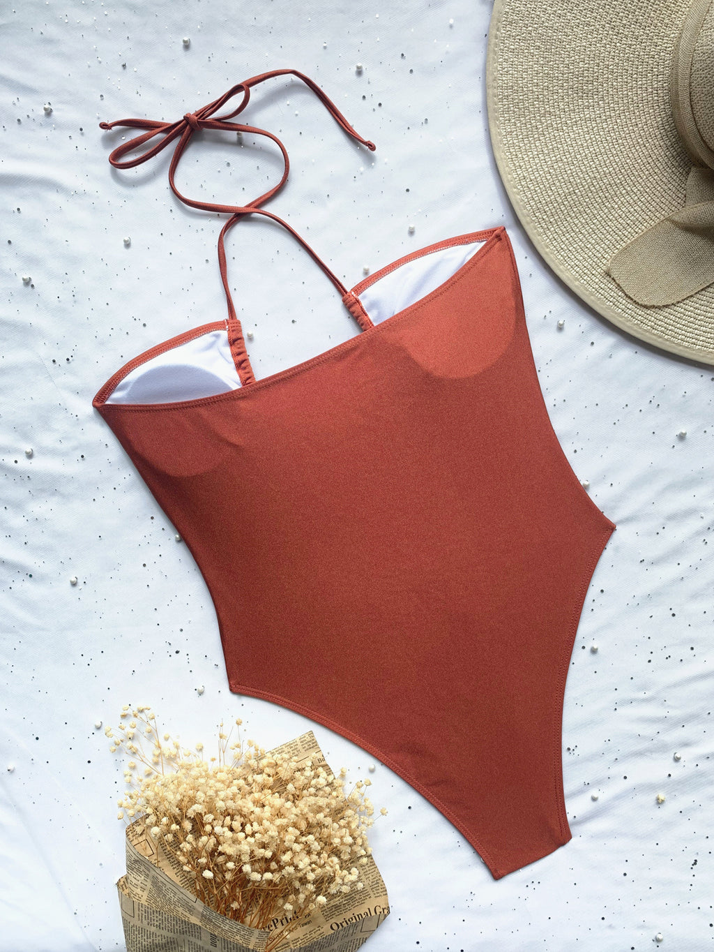 Solid One-piece Swimwear