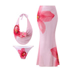 Pink Background with Red Flower