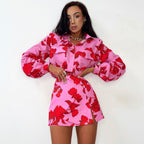 Graceful Printed Collared Long Sleeve Shirt High