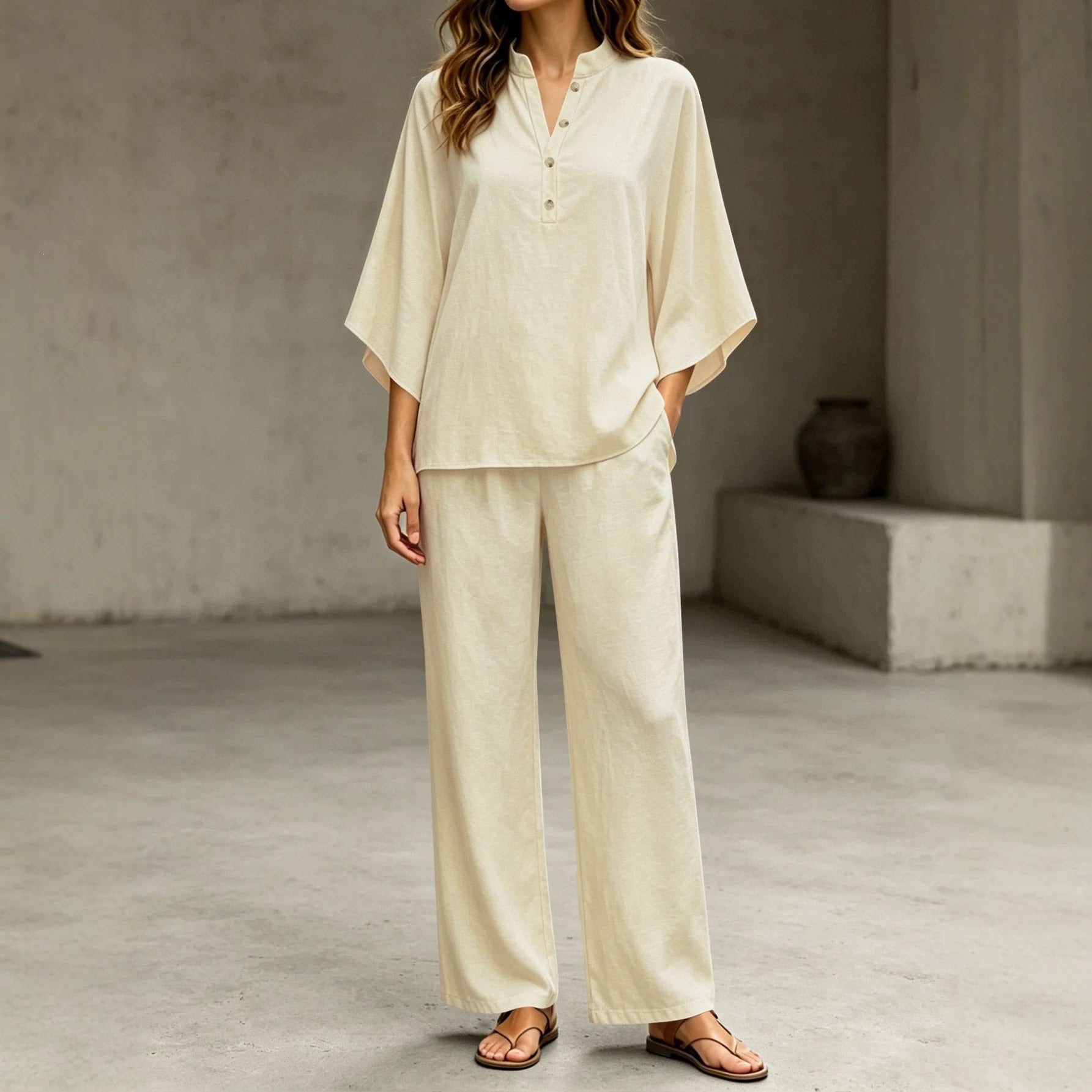 Women's Cardigan & Wide-Leg Pants Set