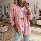 Women's Knit V-Neck Long-Sleeve Coat