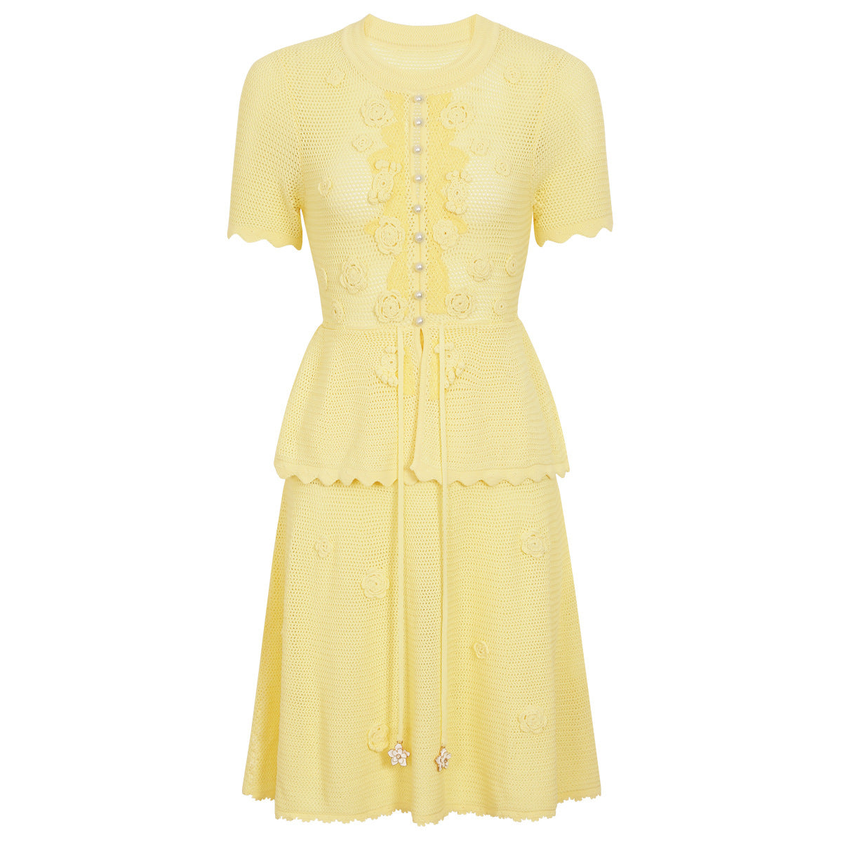 Women's Summer Fashionable Knitted Heavy Embroidery Slimming Short Sleeve Dress For Women