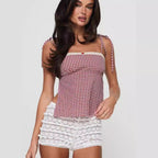 Women's Plaid Backless Lace-Up Camisole
