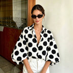 Women's Eaby Refined Stylish Polka Dot Large Sleeves Shirt