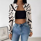 Abstract Print Open-Front Jacket