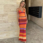 Women's Summer Printing V neck Sling Vest Slim Sheath Skirt Set
