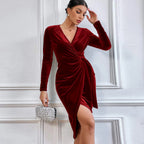 Women's Asymmetric V-Neck Maxi Party Dress
