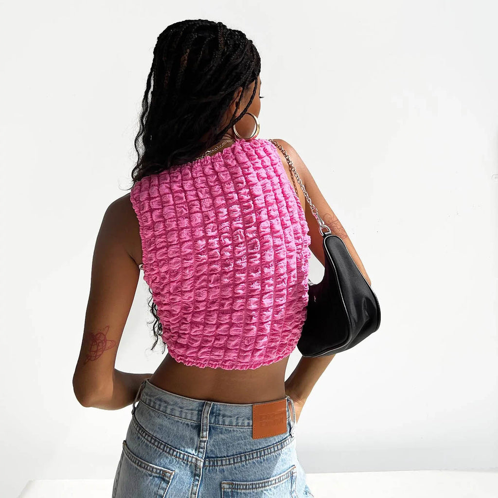 's Small Vest Street Crew Neck Sleeveless Short Cropped Top