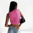 's Small Vest Street Crew Neck Sleeveless Short Cropped Top