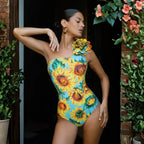 Sunflower Printed One-piece Swimwear