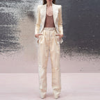 Women's Crocodile Leather Print Blazer Trousers Two Piece Sets