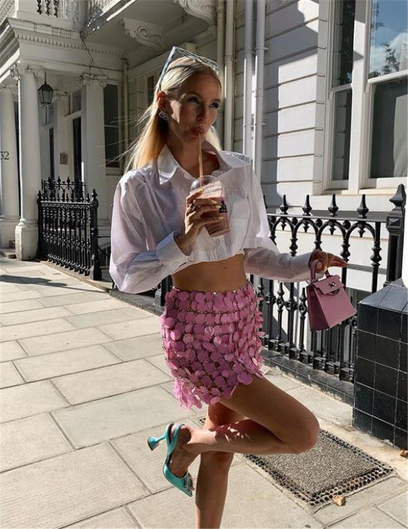 Women's Sequin High-Waist A-Line Mini Skirt