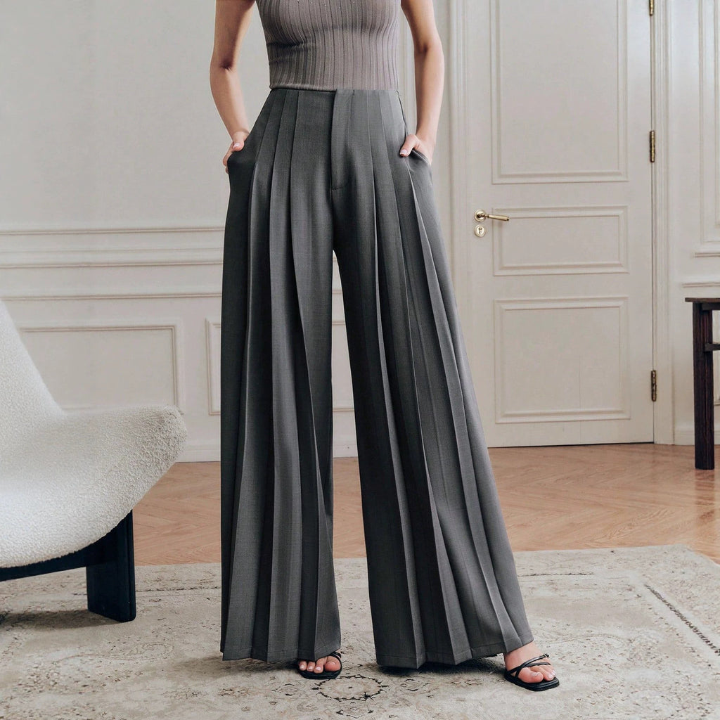 High Waist Drooping Office Women Work Pant All Matching Light Luxury Slimming Sense of Design Loose Straight Casual Pants