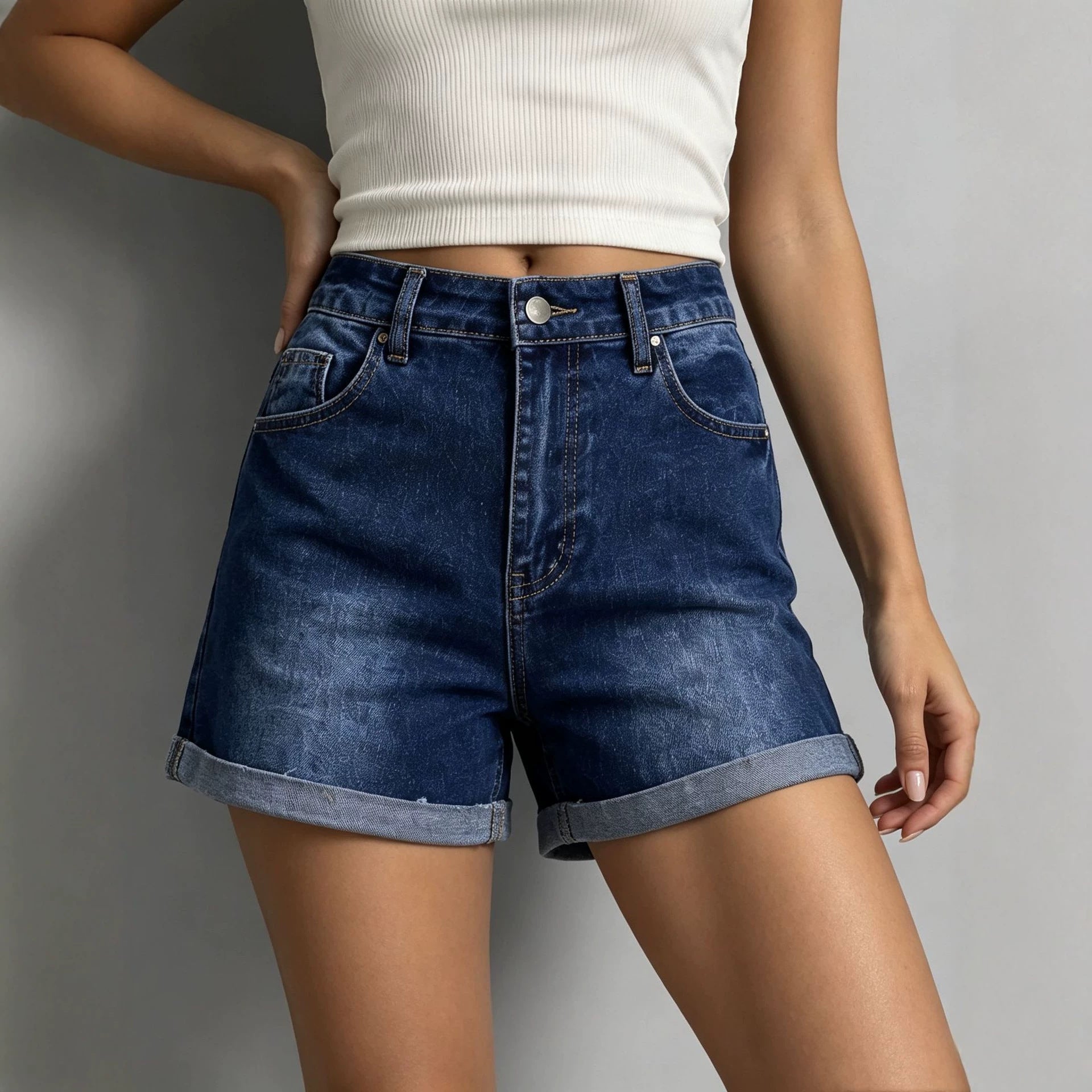 Women's High-Waist Denim Shorts