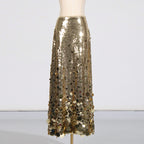 Women's Sexy Skirt Autumn Heavy Industry Stitching Sequ High Grade High Waist Evening Dress Women