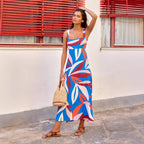 Women's Floral Spaghetti-Strap A-Line Maxi Dress