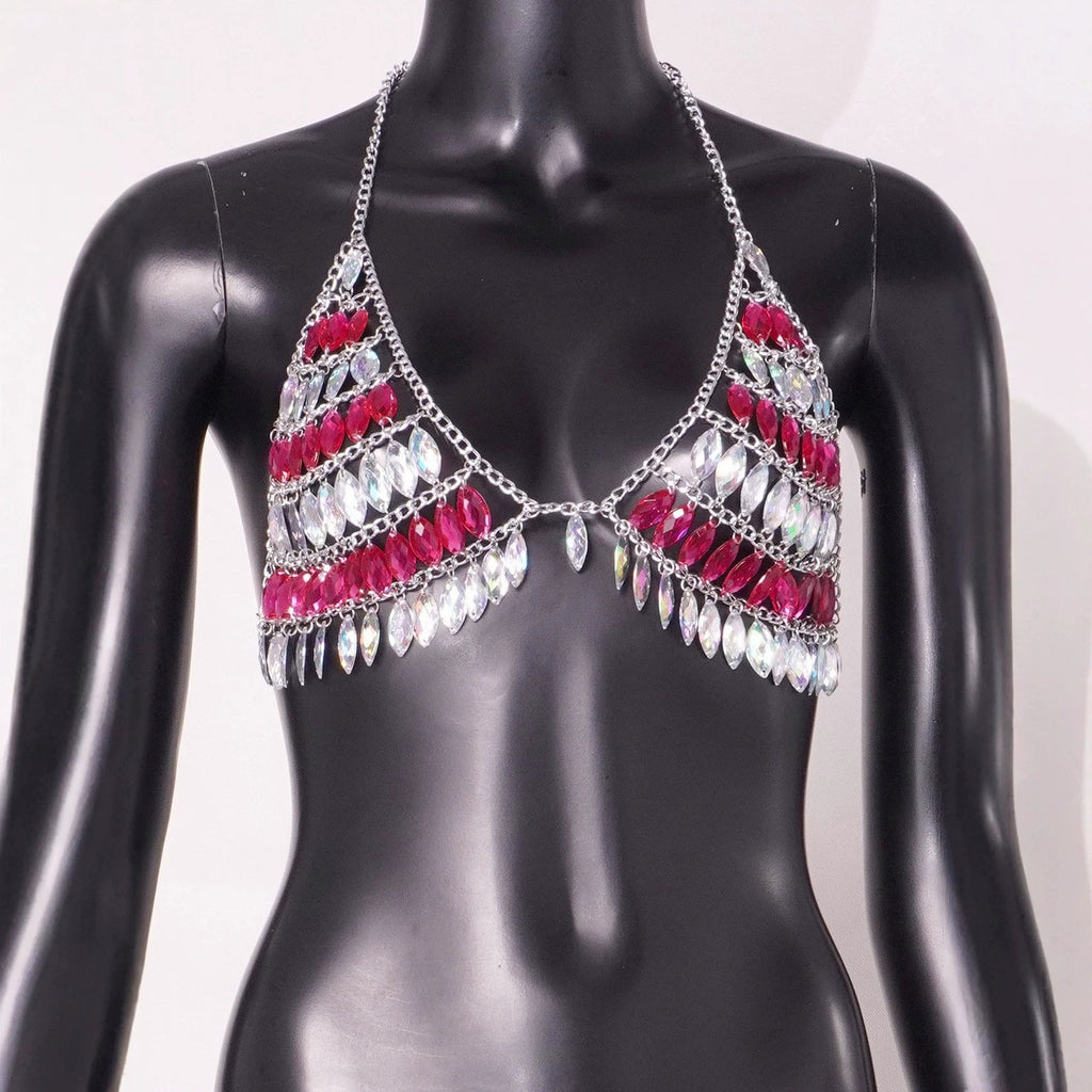 Carnival Music Festival Party Body Cha Sexy Color Sexy Chest Necklace Multi Layer Sling Decoration
