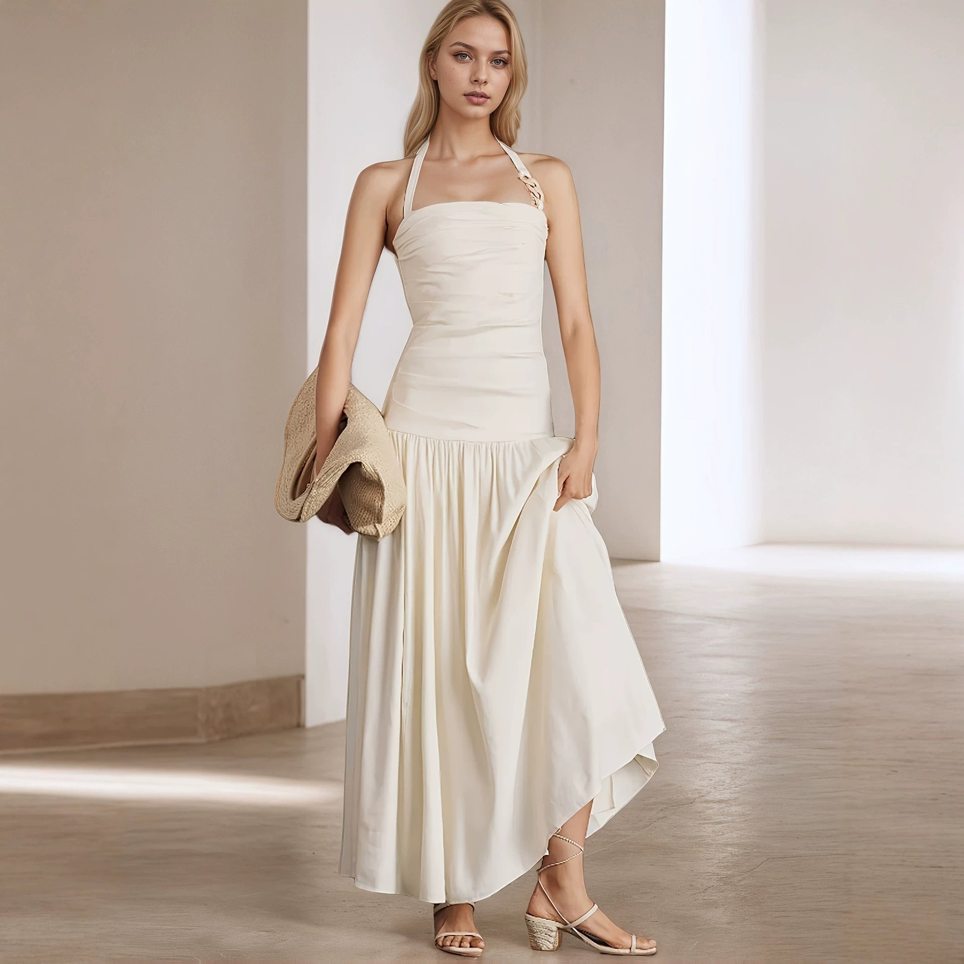 Women's Backless Halter Dress