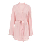 Autumn Winter Knitted Jacquard Breathable Bathrobe Long Sleeved Cardigan Lace up Nightgown Warm Comfortable Homewear Women
