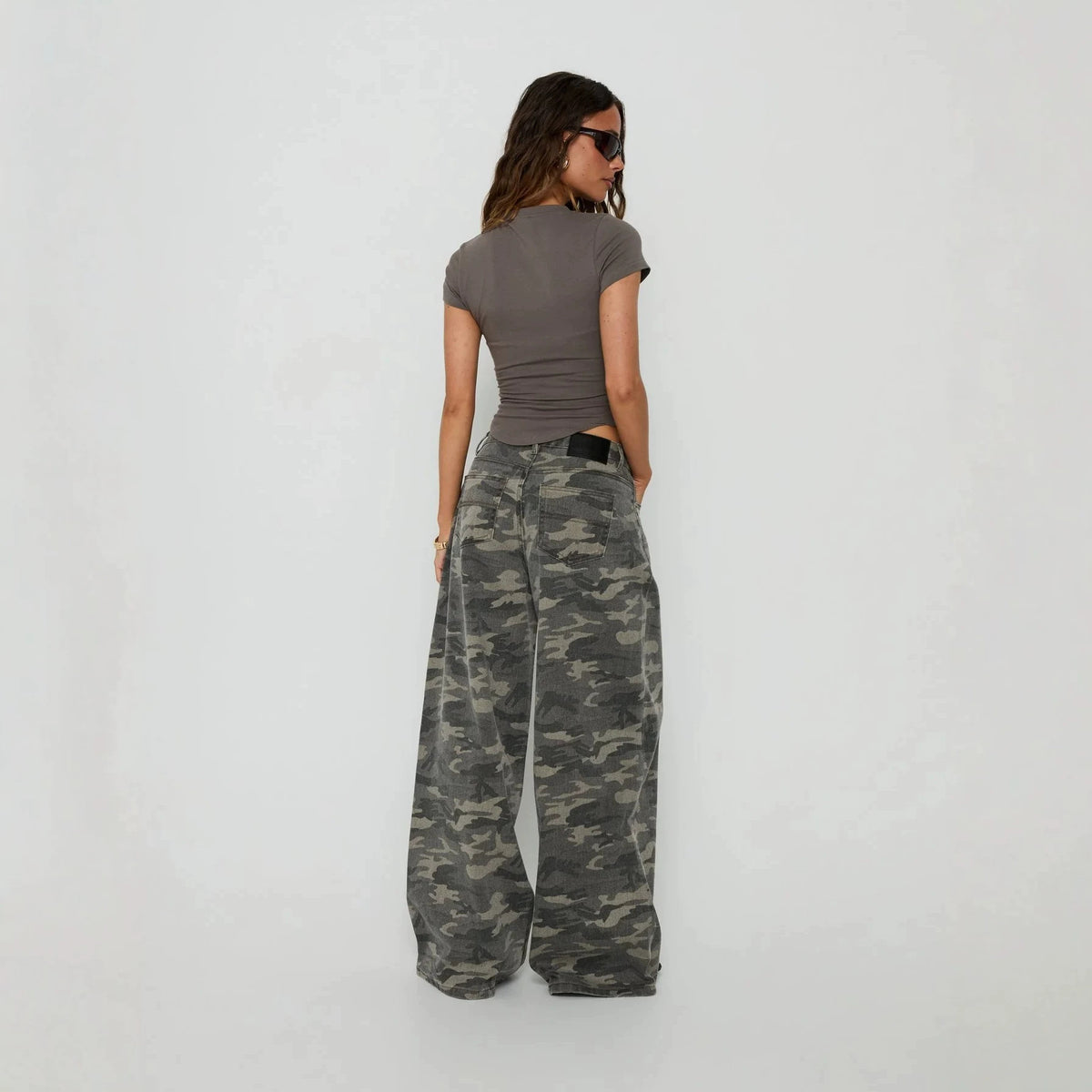 Women's Camouflage Wide-Leg Jeans