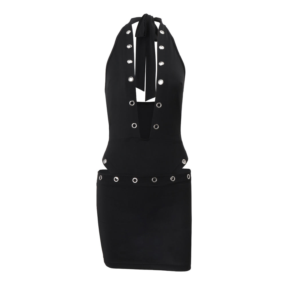 Women's Fall Deep V Plunge Top and Skirt Two-Piece Set
