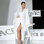 Women's Satin Tassel Bell Sleeve Robe