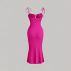 Women’s Knitted Lace-Up Drawstring Slim Dress