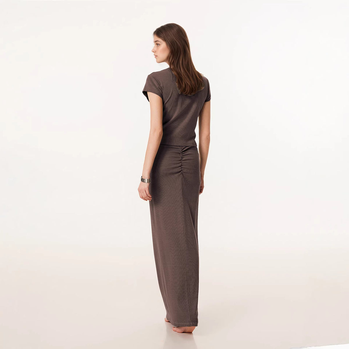 Women's V-Neck Short-Sleeve Top and Skirt Two-Piece Set