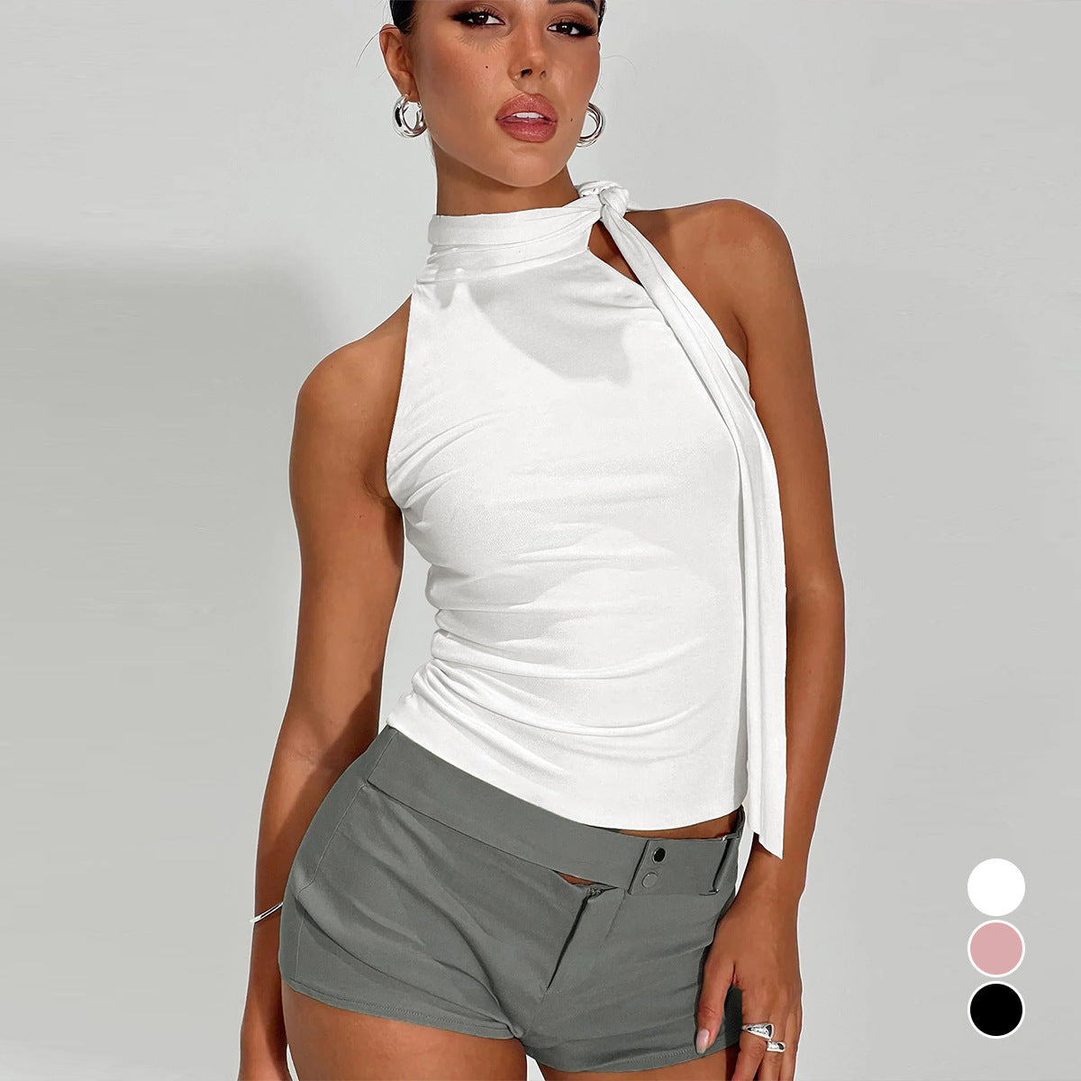 Women's Cropped Backless Halter Bandage Top