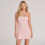 Women's Dress Summer Women Slim Fit Pink Sling Elegant Sequ