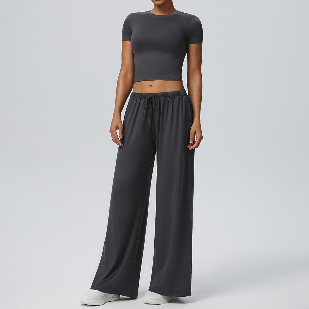 Yoga Two Piece Sets High Elastic Skin Friendly Draping Breathable Casual Sports Fitness Yoga Wear